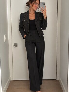 Motivi Black Wide-Leg High-Waist Trousers